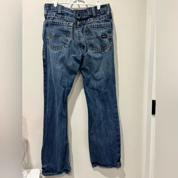 COPY - Ariat Work FR Jeans Mens 32x34 M4 Low Rise Boot Cut Blue Denim - Picture 3 of 5